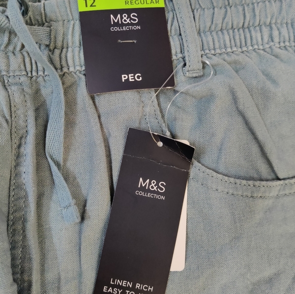 Linen Mix Plain Tapered Fit Trouser - Picture 5 of 5